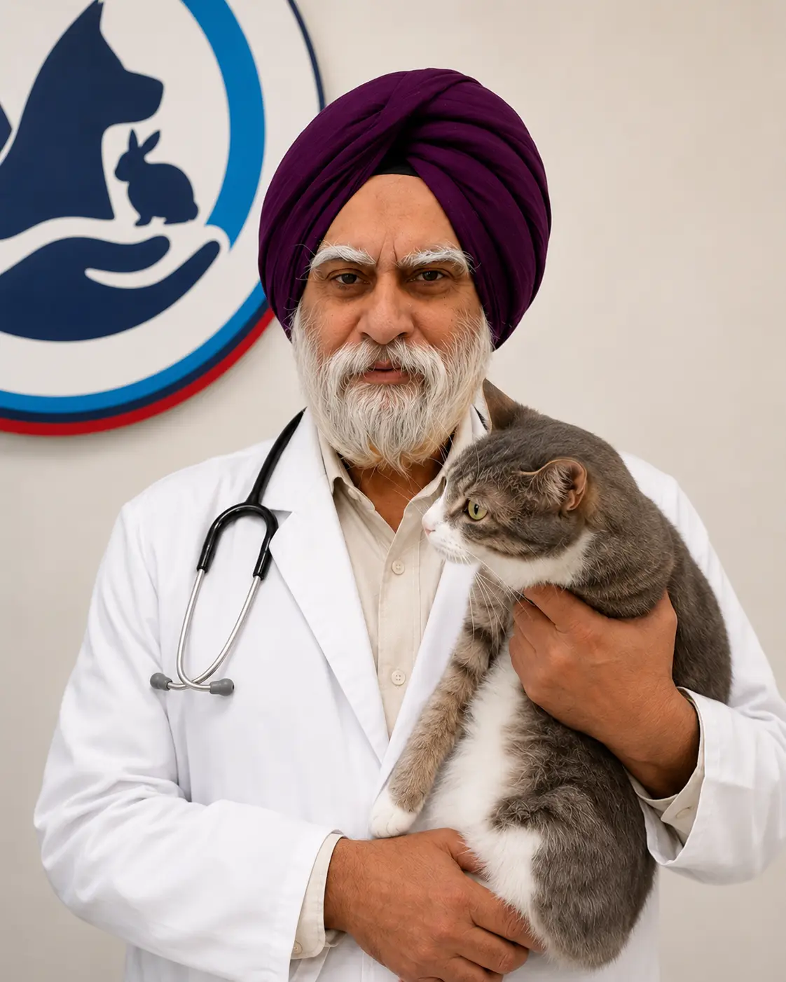 Dr. Tejpaul Bhatia performing a dental exam on a dog at Francis Petcare Hospital in Richmond BC